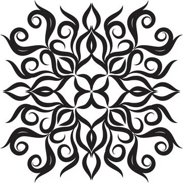 Mandala geometric pattern with black lines isolated on white background Stock Photos