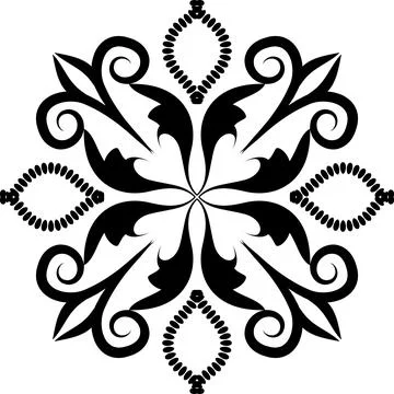 Mandala geometric pattern with black lines isolated on white background Stock Photos