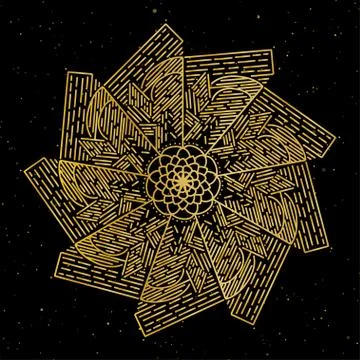 Mandala. Gold round ornament pattern on black background. Stock Illustration