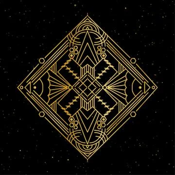 Mandala. Gold round ornament pattern on black background Stock Illustration
