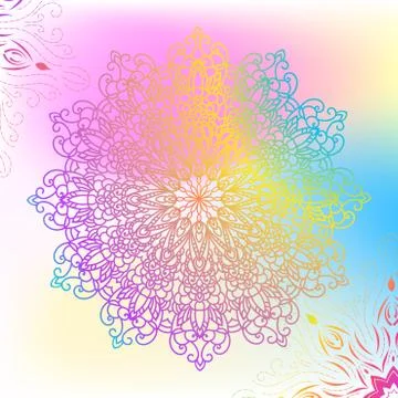Mandala on gradient background. Round Ornament Pattern. Indian. Arabic, Islam Stock Illustration
