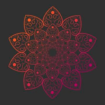 Mandala on gray background card template Stock Illustration