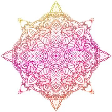 Mandala, Hand drawn gradient mandala isolated on white. 스톡 일러스트