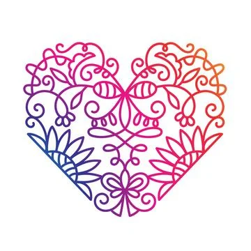 Mandala Heart shape gradient patterned print logo Stock Illustration