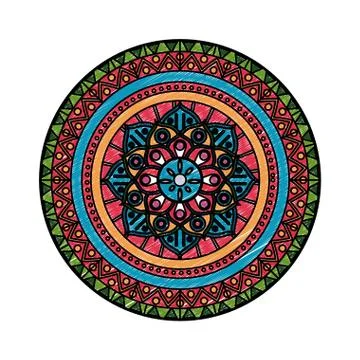 Mandala indian emblem scribble 库存插图