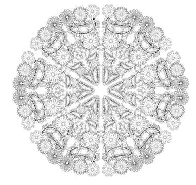 Mandala isolated design element, geometric line pattern. Stylized floral roun 스톡 일러스트