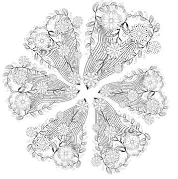 Mandala isolated design element, geometric line pattern. Stylized floral roun 스톡 일러스트