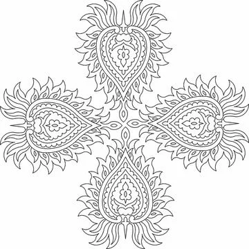 Mandala isolated design element, geometric line pattern. Stylized floral roun 스톡 일러스트