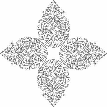 Mandala isolated design element, geometric line pattern. Stylized floral roun Stock Illustration