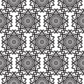Mandala lace black seamless pattern Stock Illustration