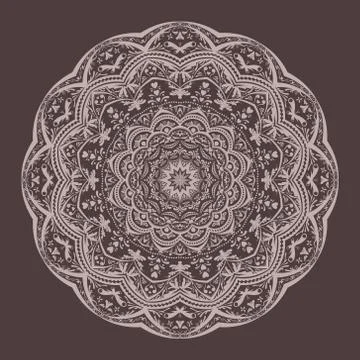 Mandala lace pattern brown vector Stock Illustration