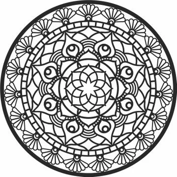 Mandala Laser cut cnc panel design for metal, wooden room divider. Stock Illustration