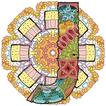 Mandala with letter J. Vector decorative zentangle object Ilustración de archivo