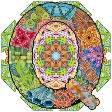 Mandala with letter Q. Vector decorative zentangle object Ilustración de archivo