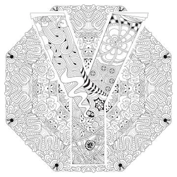 Mandala with letter Y for coloring. Vector decorative zentangle Ilustração Stock