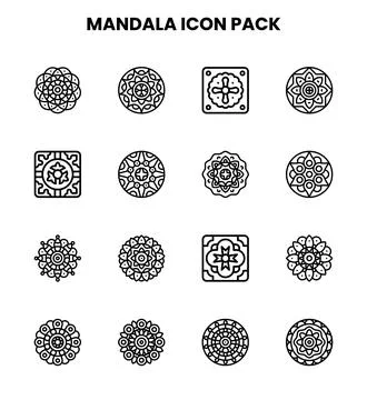 Mandala Line Collection Icons Pack 스톡 일러스트
