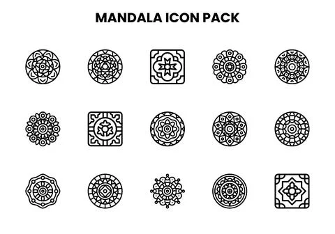 Mandala Line Graphics Icons Pack イラスト素材