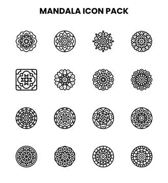 Mandala Line Graphics Icons Pack Stock Illustration
