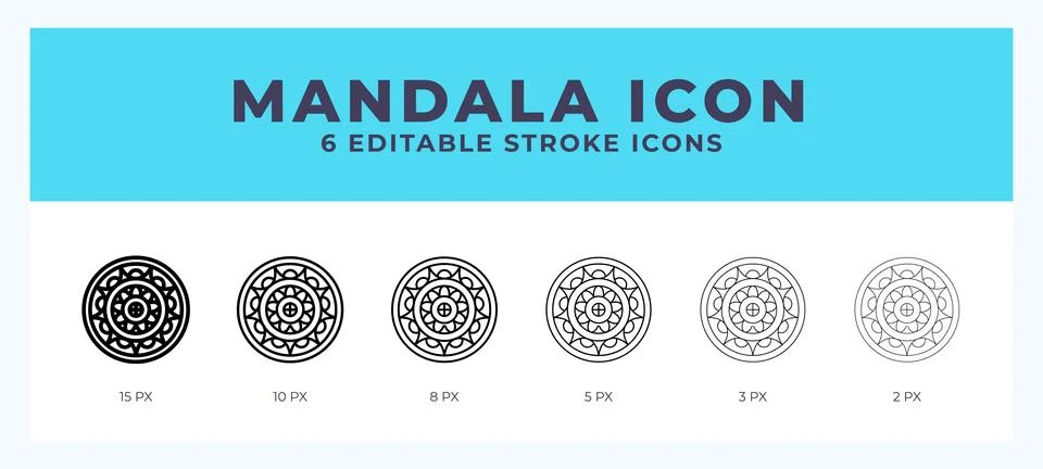 Mandala line icon illustrations with editable strokes. 스톡 일러스트