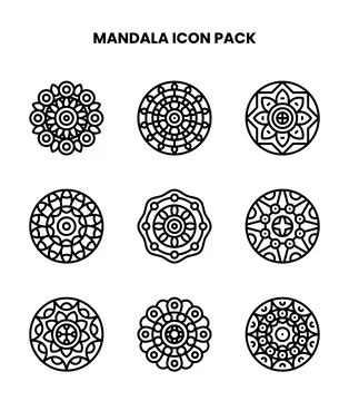 Mandala Line UI Icons Pack Stock Illustration