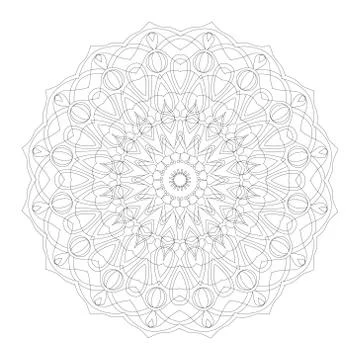 Mandala line vector. A symmetrical monochrome round ornament. Stock Illustration