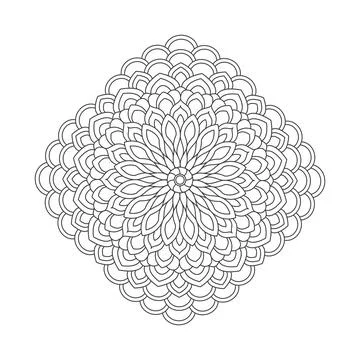Mandala line vector. A symmetrical monochrome rhombus ornament. Stock Illustration