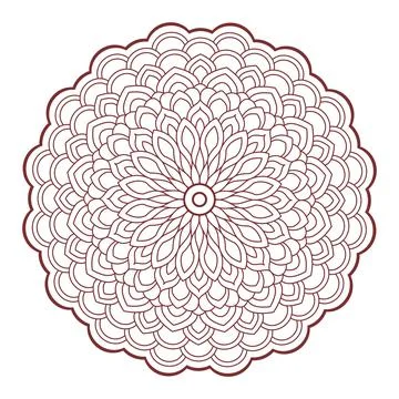 Mandala line vector. A symmetrical red monochrome round ornament. Stock-Illustration
