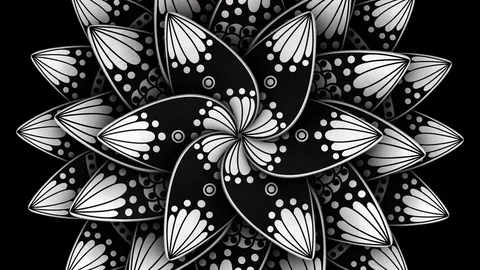 MANDALA MADE OF FLOWER PETALS 3D ANIMATION. TRANSPARENT ALPHA CHANNEL. Stock Footage 77056594