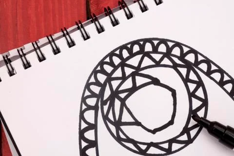 Mandala with marker Stock Photos