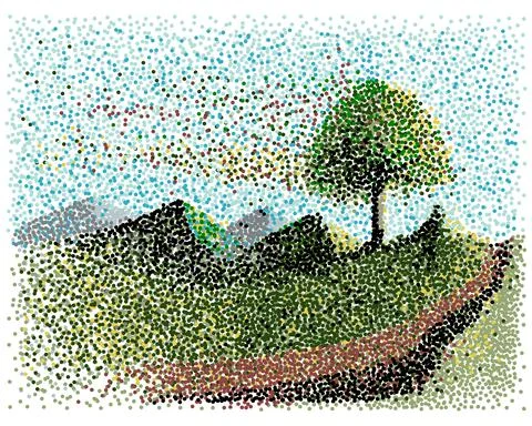 Mandala mountain art. Pixel dot art in vector illustration. mountain view for Illustrazione stock