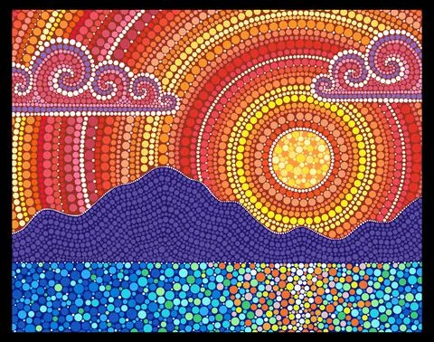 Mandala mountain art. Pixel dot art in vector illustration. Stock Illustration