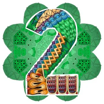 Mandala with numero two. Vector decorative zentangle Stock Illustration