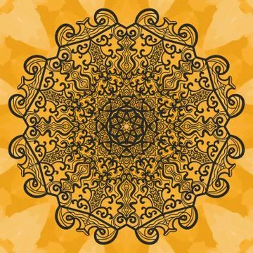Mandala-like open-work on seamless texture. Hand-drawn new-age pattern round Stock Illustration