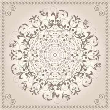 Mandala ornament circular pattern Baroque style Illustrazione stock