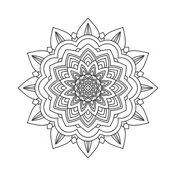 Mandala ornament decoration pattern vector. Black and white mandala coloring  Stock Illustration
