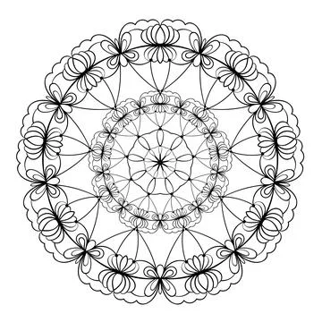Mandala ornament. Lace pattern in circle. Doodle illustration. Vector graphic Stock Illustration
