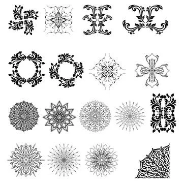 Mandala ornament set Illustrazione stock