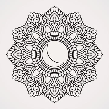 Mandala ornament with tranquility of the moon image. mandala ornament with .. Stock Illustration