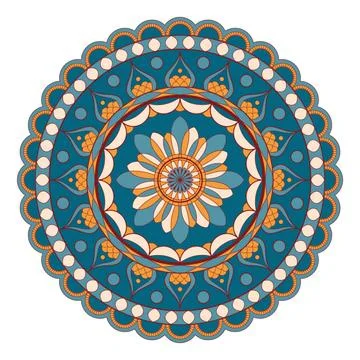 Mandala ornament vector. A symmetrical geometry color flower Stock Illustration