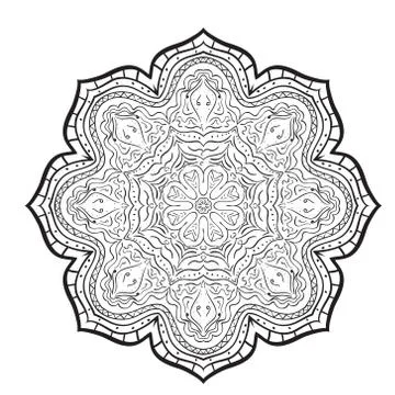 Mandala pattern of black and white vector illustration 스톡 일러스트