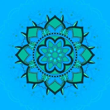 Mandala pattern on blue background Stock Illustration
