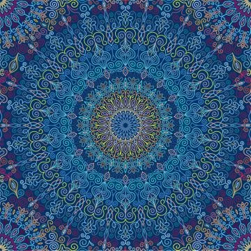 Mandala Pattern Blue vibration イラスト素材