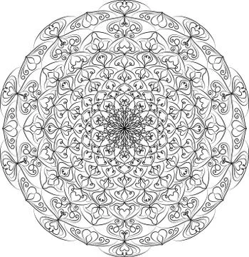 Mandala pattern in circle. Circular ornament. Coloring book design element, d 스톡 일러스트