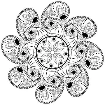 Mandala pattern Coloring book Art wallpaper design, tile pattern, greeting ca Stock Illustration