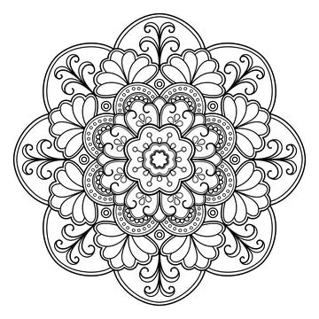 Mandala pattern for Coloring book. Mandala digital art Stencil Stock Illustration