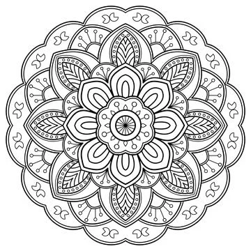 Mandala pattern for Coloring book. Mandala digital art Stencil Stock Illustration