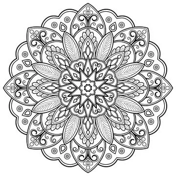 Mandala pattern for Coloring book. Mandala digital art Stencil Stock Illustration
