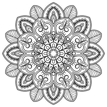 Mandala pattern for Coloring book. Mandala digital art Stencil Stock Illustration