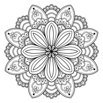 Mandala pattern for Coloring book. Mandala digital art Stencil Stock Illustration