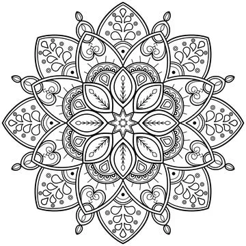 Mandala pattern for Coloring book. Mandala digital art Stencil Stock Illustration